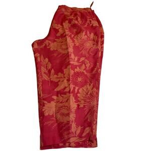WORTHINGTON 100% SILK PINK FLORAL CAPRI PANTS WOMENS PLUS SIZE 28W